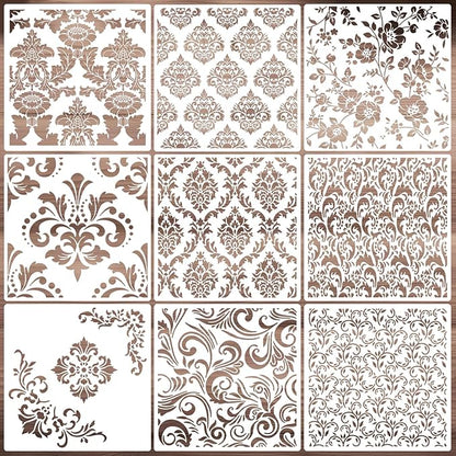 Damask Stencils for Walls 12inch Damask Stencil Large Texture Stencils for Painting on Wood Furniture Canvas Paper Fabric