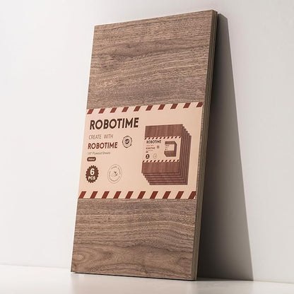 ROBOTIME 6Pcs 3mm Walnut Plywood, 1/8 Plywood Crafting Wood Sheets for Laser Cutting & Engraving, Thin Walnut Boards for Wood Project, 12"x20"