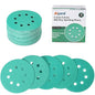 5-Inch 8-Hole Wet Dry Sanding Discs 80/120/180/220/320 Assorted Grits, Polyester Film Backed Heavy-Duty Hook and Loop Sandpaper for Random Orbital Sander, 50-Pack