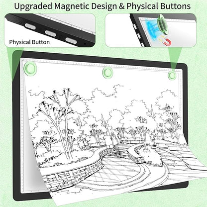 Phylosal Rechargeable A2 Light Pad for Diamond Painting 25.2''x18.4'', Magnetic Tracing Light Box for Drawing, Diamond Art Light Board with Side Button, Wireless LED Light Table for Sketching, Design