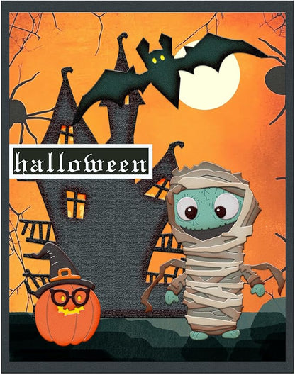 Halloween Clear Silicone stampReusable Stamp with Pumpkins, Skulls, Bats, Santa Claus, and Holiday Designs. Used for Making Cards, scrapbooks, and DIY templates (Halloween Mummy)