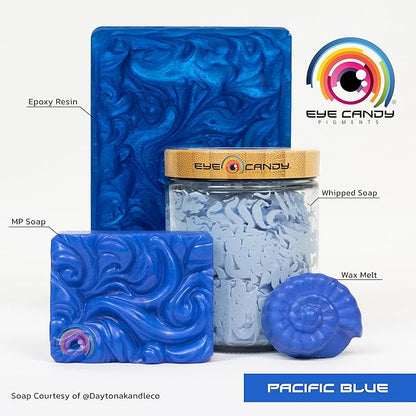 Eye Candy Pigments Premium Blue Mica Powder - Pacific Blue (50gr) - for Epoxy, Resin, Soap, Paint, Woodworking, Acrylic Pouring, Bath Bombs, Fishing Lures - DIY Arts and Crafts Additive