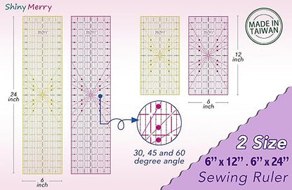 Quilting Ruler 6"x24",Non-Slip Clear Acrylic Sewing Ruler with Easy-to-Read Grid,Yellow & Black Grid Design,Perfect for Fabric,Patchwork,Cutting & Sewing Crafts,Durable Tool for Quilting