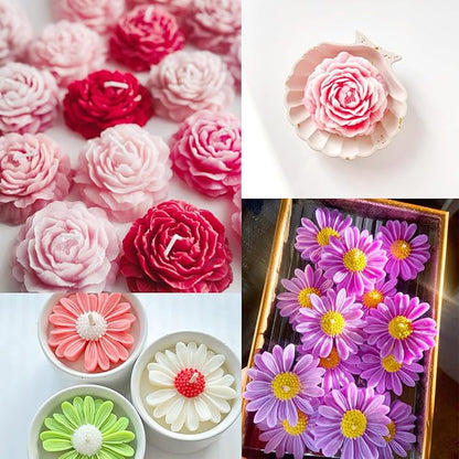 JDH 2PCS Peony Candle Mold Daisy Flower Silicone Molds,3D Flower Fondant Mold for DIY Epoxy Resin Casting Handmade Soap Ice Epoxy Resin Concrete Valentine's Day Mother's Day