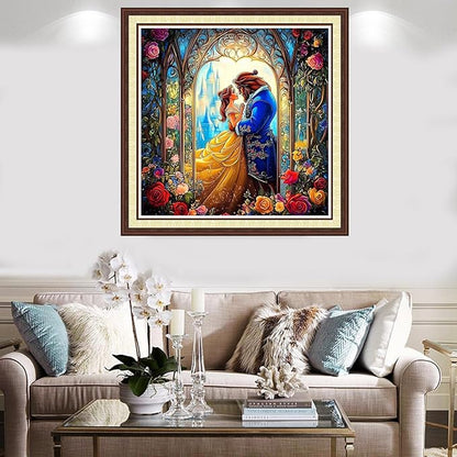 Findvoor Counted Cross Stitch Kits for Adults Full Range of Cross Stitching Embroidery Unprinted Pattern for Beginners, 11CT Needlepoint Kit Patterns Embroidery Kits-King and Princess 18x18 inch