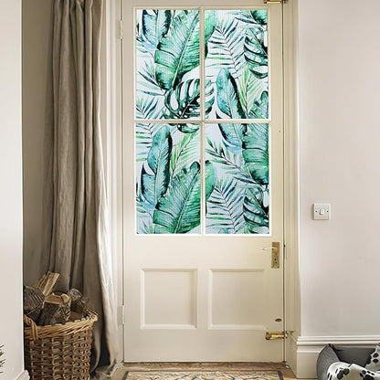 DKTIE Nature Pattern Rainbow Window Film Decorative Stained Glass Window Film Static Cling Films Easy Apply Removable Comes with Tools (U560-Reeded Glass, 35.4" x 118.1")