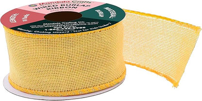 Mandala Crafts Yellow Burlap Wired Ribbon 2 Inches Wide Jute Ribbons for Crafts - 10 Yds Roll Rustic Burlap Wrap Trim Ribbons for Wreaths Bows Party Decoration