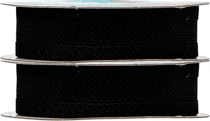Mandala Crafts Black Burlap Ribbon 1 Inch Wide Jute Ribbons for Crafts - 20 Yds Roll Rustic Burlap Wrap Trim Ribbons for Wreaths Bows Wedding Party Decoration