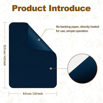 Iron on Patches, 8 Pieces Iron on Canvas Patches, Fabric Patches for Couch, Tent, Clothing, Seat, Canvas Repair Decorating Kit 3.7" by 4.9" (9.5 cm x 12.5 cm, Dark Blue)