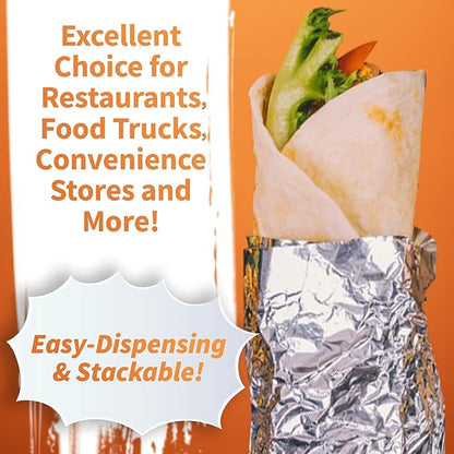 Insulation Sandwich Wrapping Paper Aluminum Foil Sheets - [50 Pack] - (14" x 10.3") - Aluminum Foil Sandwich Wrap Sheets For Sandwich Wraps, Burritos and BBQ