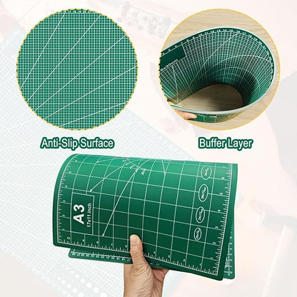 5 PCS Self Healing Cutting Mat 12" x 18": Sewing Rotary Cutting Mat for Crafts and Fabric Sewing Scrapbooking Quilting and Precision Cutting (5, Green)