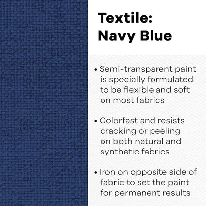 Jacquard Textile Paint 8 Oz Navy Blue for Clothes, Furniture Upholstery, Shoes or Tote Bags – Indoor & Outdoor