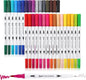 Dual Tip Art Markers Pens for Kids Adult Coloring Books Artist Fine and Brush Tip Colored Pens Water-color Pens for Journaling Note Taking Writing Planning Art Project