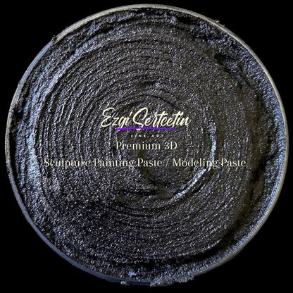 3D Sculpture Painting Paste|Texture Paste|Decorative Plaster|Ready to Use|Unique Colors|Ideal for Artwork|Stencil|Flowers|Texture|Art Relief| 6 oz (Metallic Black)