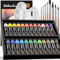 Nicpro Watercolor Paint Set for Adults, Beginner & Artists, 24 Tubes Water Color Paint Set with 25 Watercolor Paper, 8 Squirrel Paint Brushes, Palettes, Color Wheel, Art Painting Supplies