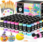 64 PCS Pastel Acrylic Paint Set with 12 Brushes, 2 Knives & Palette, 48 Colors (2oz/60ml) Art Craft Paint for Adults Kids Artists Beginners, Halloween Pumpkin Canvas Ceramic Rock Painting Kit