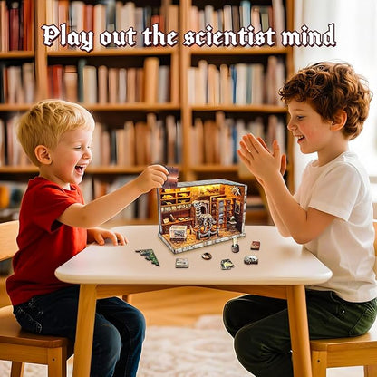 3D Wooden Puzzles for Adults, DIY Miniature Dollhouse, Book Nook Kit, Built-in LED Model Kit Hobby Gifts for Adults Teens Home Decor, Ideal Gift for Teenager and Men (Dinosaur Museum)