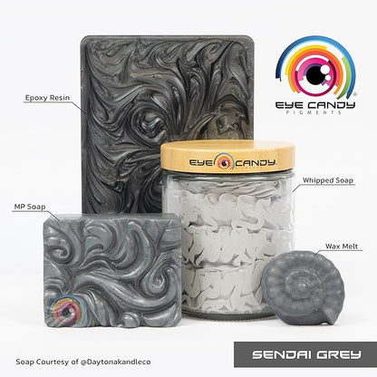 Eye Candy Pigments Premium Grey Mica Powder - Sendai Grey (25gr) - for Epoxy, Resin, Soap, Paint, Woodworking, Acrylic Pouring, Bath Bombs, Fishing Lures - DIY Arts and Crafts Additive