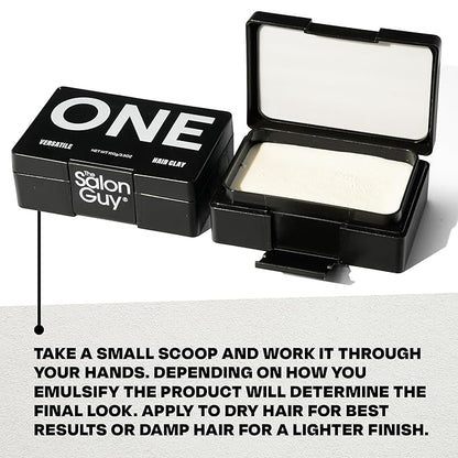 THESALONGUY ONE Hair Clay for Men - 3-in-1 Styling Cream, Clay, and Hair Pomade for Men - Ultra Versatile, Clean Scent, Matte Finish - (3.5 oz)