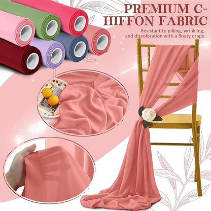 Horbaunal Rose Gold Chiffon Fabric by The Yard, 1 Yard Continuous Sheer Fabric 59" Wide Soft Draping Fabric for Wedding Arch Draping Party Backdrop DIY Sewing