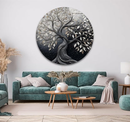 My Photostation.com 27.5''(70cm) Diameter Twilight Tree of Life Round Glass Wall Art Tempered Glass Printing Wall Decor Large Wall Art Wall Hangings