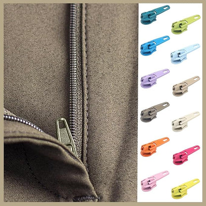 DOITEM 96Pcs Zipper Repair Kit Zipper Replacement 3# Zipper Pull Rescue Kit for Clothing Jackets Purses (12 Colors)
