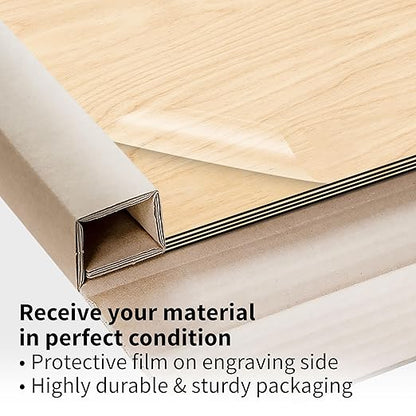 Trotec TroLase | 12"x12"x1/16", 8 Pcs | Maple/Black | 2 Ply | Modified Acrylic | Laser Engraving Double Color Plastic Sheet | Engraving Blanks for Laser, Saw, Guillotine | Made in USA