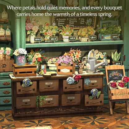 CUTEBEE Book Nook Kit - DIY Miniature House Dollhouse Kit for Adults and Teens, Booknook Tiny House Bookshelf Decor 3D Wooden Puzzle, Gifts for Family, Friends (Blossom Florists)