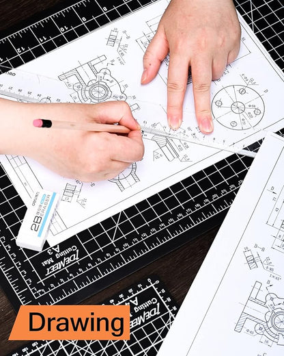 Density-upgraded 18"x12" Self Healing Cutting Mat, Idemeet Rotary Sewing Mat for Crafts, 5-Ply Blade Table Protector Cut Board for Fabric Leather Cutting Quilting Modeling Hobby Project, A3, Black