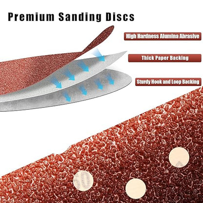 40 Grit 5 Inch Sanding Discs Hook and Loop Sandpaper, 100 PCS 8 Hole Adhesive Coarse Sand Paper for Random Orbital Sander