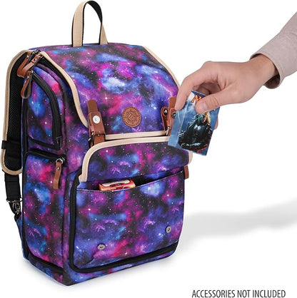 ENHANCE Designer Edition TCG Backpack - MTG Deck Bag Card Binder Space, TCG Deck Box Storage, MTG Playmat Holder - Card Storage Compatible with Magic the Gathering, Pokemon, Lorcana (Canvas Galaxy)