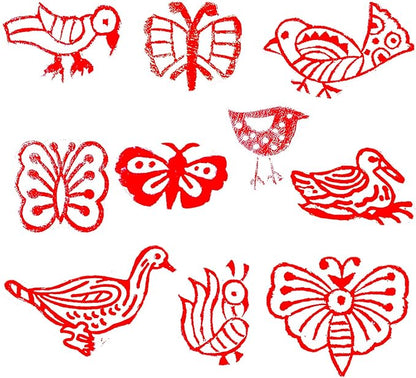 Royal Kraft Bird Wooden Printing Stamps (Set of 10) - DIY Henna Fabric Textile Paper Clay Pottery Blocks Htag2167