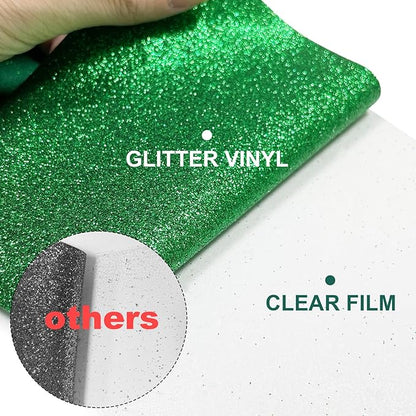 Glitter HTV Heat Transfer Vinyl Rolls- 10" x 8ft. Glitter HTV for Shirts. Iron on Vinyl and Heat Transfer Vinyl for All Cutters Machines. Easy to Cut & Weed Heat Vinyl Designs (Grass Green)