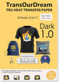 TransOurDream Heat Transfer Paper for Dark T Shirts (50 Sheets, 8.5x11", Dark 1.0) Iron on Transfers Paper for Inkjet Printer Printable Heat Transfer Vinyl for Dark Fabrics