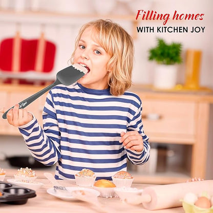 Silicone Spoon Spatula - 600ºF Heat-Resistant Non-Stick Rubber Spoonula | Use as Silicone Kitchen Scraper Utensil - Baking and Cooking Strong Stainless Steel Core | UpGood Kitchen Utensils, (Grey)