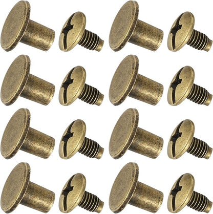 YORANYO 150 Sets 8MM Chicago Screws Leather Rivets for Fabric Chicago Binding Screws Buttons Metal Studs Rivets for Decorate and Repair Belts Bags Shoes Purse Dog Collar Leather Craft (Bronze)