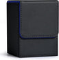 ZLCA Card Deck Box for Trading Cards, MTG YuGiOh Deck Case Holds 100+ Single Sleeved Cards, PU Leather Magnetic Card Storage Box Fits for TCG CCG Magic Game Cards (Black& Blue)