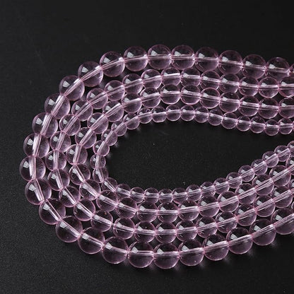 6mm 60pcs Smooth Rose Pink Glass Beads Quartz Crystal Round Loose Beads for Jewelry Making DIY Bracelet Necklace