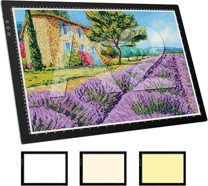 ZEXALIGHT A2 Light Box for Tracing, Light Pad for Diamond Painting with 8 Levels/Stepless Dimming Brightness and 3 Color Modes, Ultra-Thin Copy Board Light Table for Artists Tracing Drawing (Black)