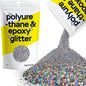 Hemway Polyurethane & Epoxy Resin Glitter 100g / 3.5oz Metallic Crystal Flake Additive for Flooring Jewelry Tumblers Glass Pigment - Fine (1/64" 0.015" 0.4mm) - Gun Metal Grey Holographic