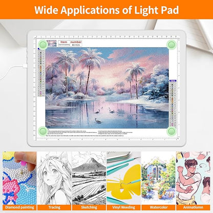 Elice Magnetic A4 Light Board for Diamond Painting, Ultra-Thin Tracing LED Light Box with Side Buttons, Super Bright Diamond Art Light Pad, Light Table for Drawing, Sketching, Weeding Vinyl - White