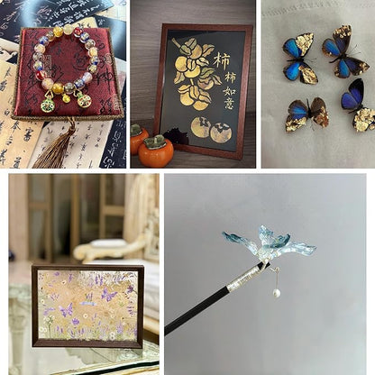 KINNO Gold Leaf Sheets 12 Colors 120 Sheets for DIY Art Decoration, Nails, Handicrafts, Bronzing, Furniture, Painting, Resin, 3.15 by 3.35 Inches
