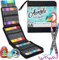 50 Colors Dual Tip Acrylic Paint Pens Cotton Nib Markers with Quick Dry Ink (1mm Fine & 5mm Dot Tips) Rock Painting, Wood, Fabric, Glass DIY Art Supplies for Adults Kids, Christmas Gifts