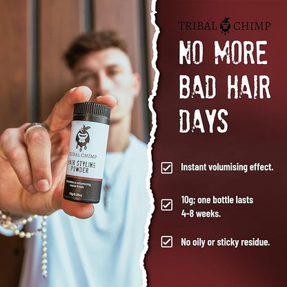 Tribal Chimp Hair Styling Powder, All-day Invisible Hold Hair Volumizer and Texture Powder for Men and Women, Styling Powder with Matte Finish - 6-Piece Set, 10g