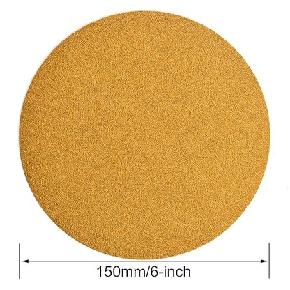 6-Inch No-Hole Hook and Loop Sanding Discs 80-Grit, Random Orbital Sandpaper for Automotive and Woodworking, 100-Pack