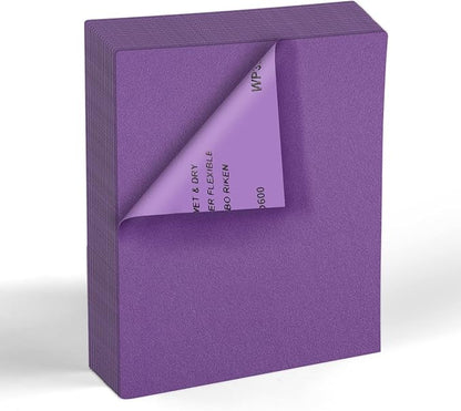MAXMAN 600 Grit Sandpaper 20 PCS, Wet Dry Sandpaper Sheets 9 x 11 Inch, Sand Paper for Wood Furniture, White Fused Alumina Abrasive Sanding Paper for Metal, Drywall, Automotive Polishing, Purple