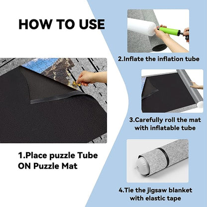 Puzzle Saver with Lid 1000 1500 Pieces Puzzles Board Storage Cover Transport Pump Glue Portable Felt Inflatable Stick Organizer Pad Tabletop Frame Travel Carrier Kit Table Top Rug Keep Cat Away from