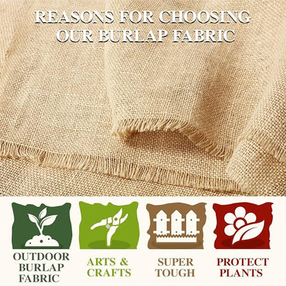 Burlap Fabric Roll, 40" x 30 Feet Burlap Garden Fabric Natural Jute for Decorations, Crafts, Weddings, Table Runner, Landscaping, Plants & Tree Covering
