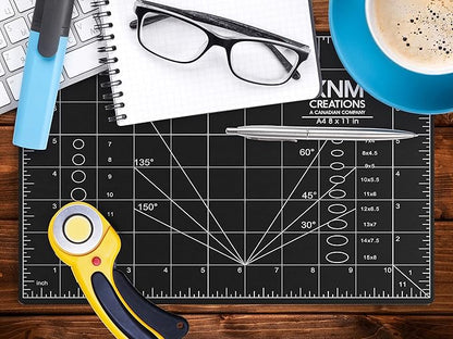 XNM Premium Self Healing Cutting Mat - 8 Inches by 11 inches - A4, 3 Layer Quality PVC Construction - Dual Sided, Imperial and Metric Grid Lines - Perfect for Cutting, Sewing, and Crafts