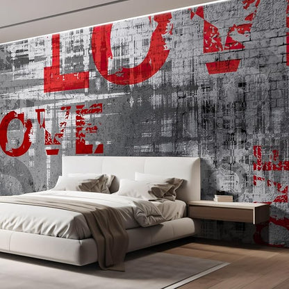 wall26 Wall Sticker/Wall Mural Love Letters Graffiti, Not Peel and Stick, Non-Woven Wallpaper Decorative for Bedroom, Living Room,Office - 132x120 inches
